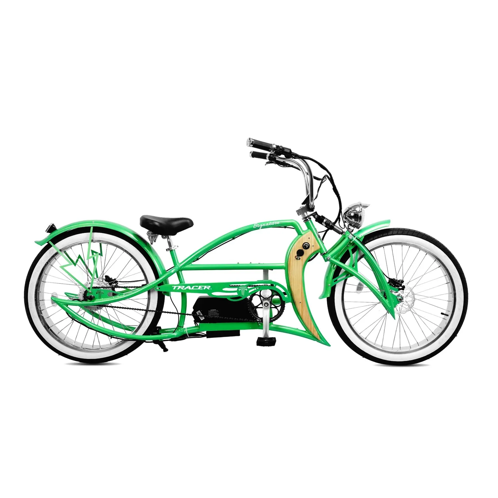 Tracer Signature Pro 26'' 48V/17.5Ah 800W Electric Chopper Cruiser Bike w/ USB & Cigarette Lighter