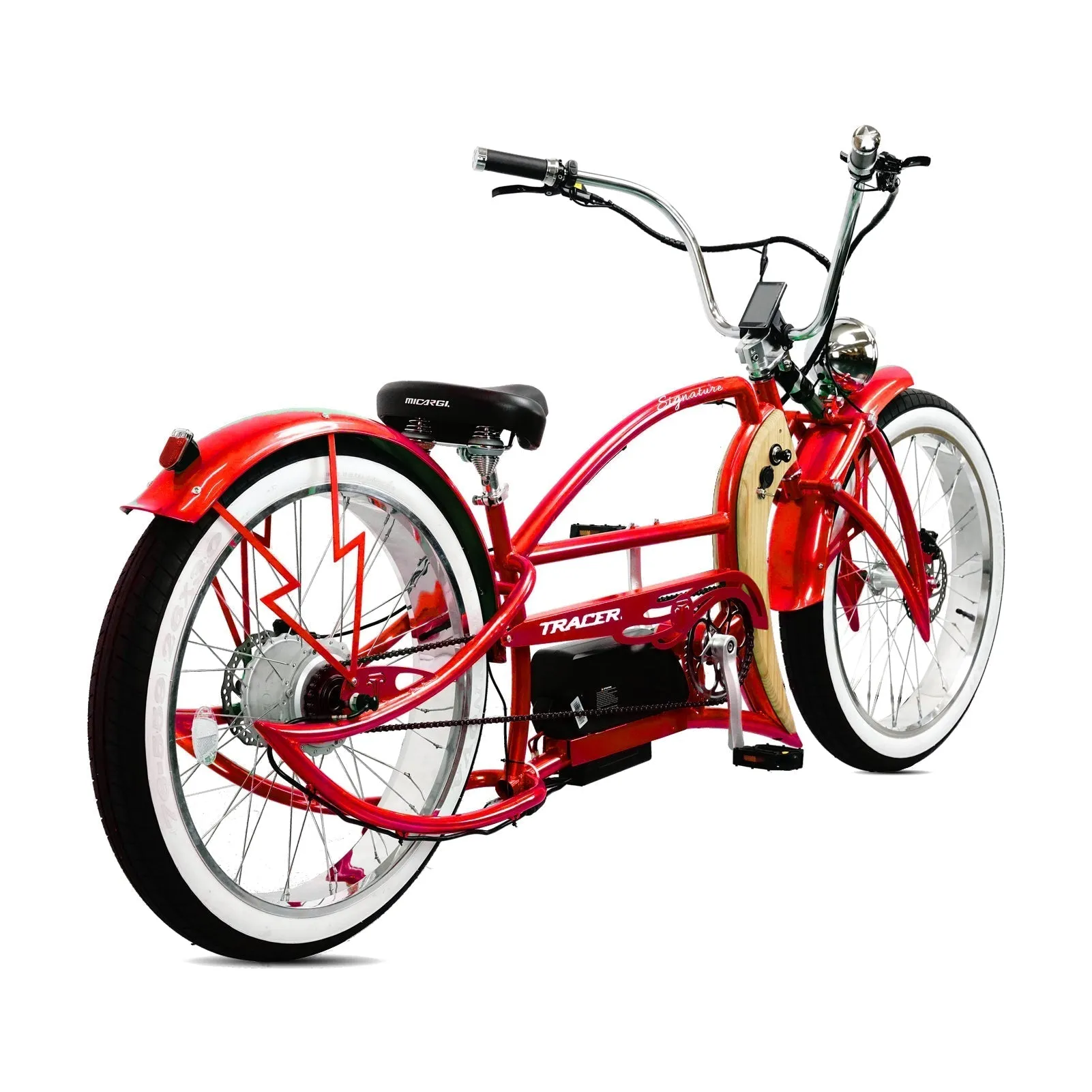 Tracer Signature Pro 26'' 48V/17.5Ah 800W Electric Chopper Cruiser Bike w/ USB & Cigarette Lighter