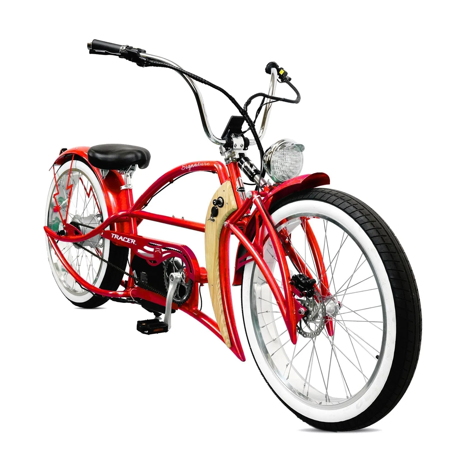Tracer Signature Pro 26'' 48V/17.5Ah 800W Electric Chopper Cruiser Bike w/ USB & Cigarette Lighter