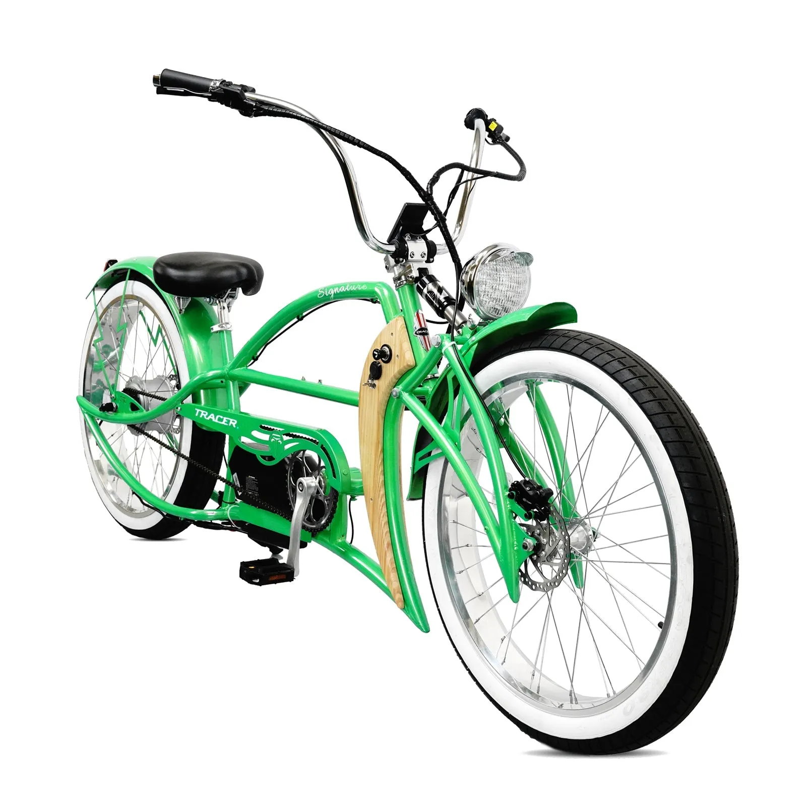 Tracer Signature Pro 26'' 48V/17.5Ah 800W Electric Chopper Cruiser Bike w/ USB & Cigarette Lighter