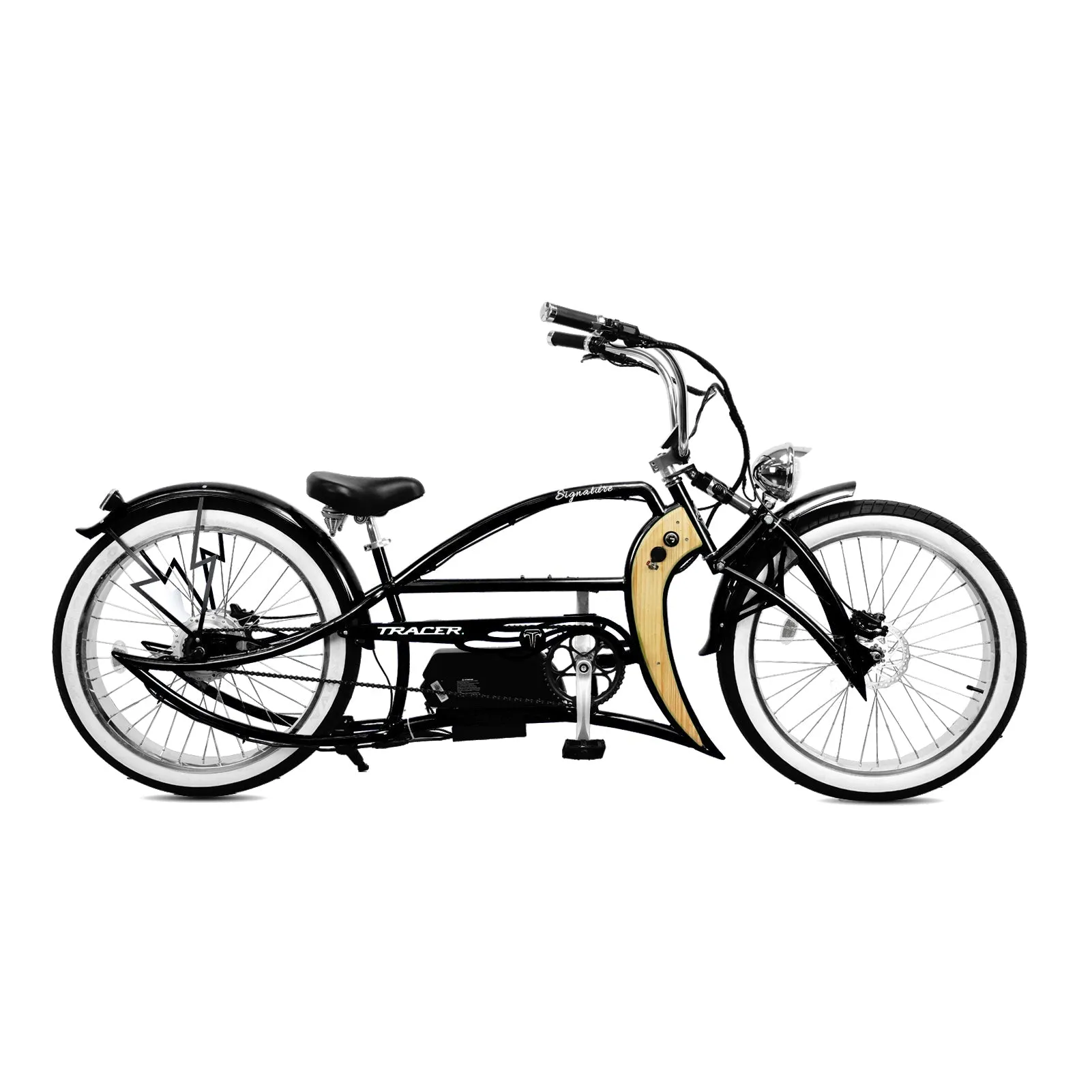 Tracer Signature Pro 26'' 48V/17.5Ah 800W Electric Chopper Cruiser Bike w/ USB & Cigarette Lighter
