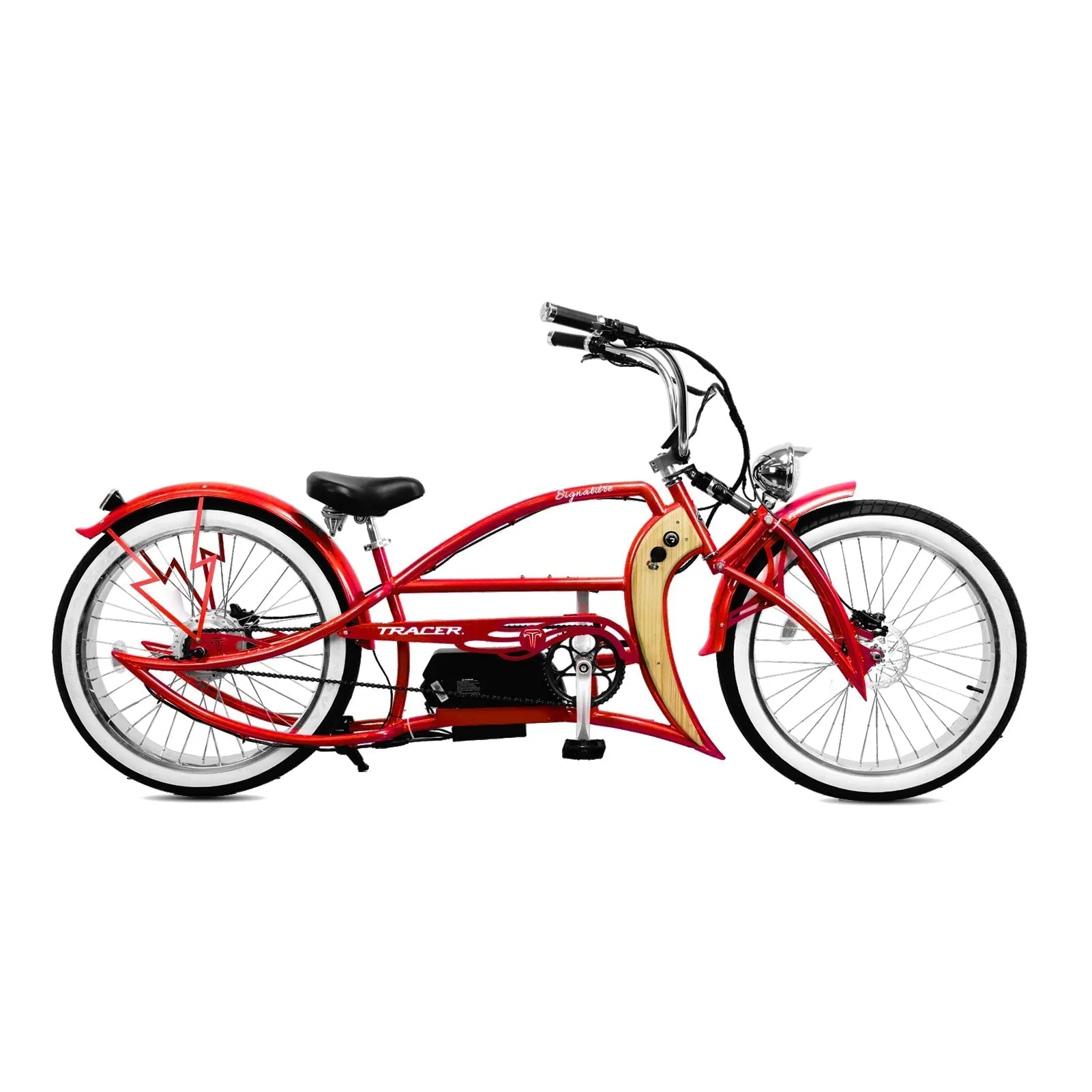 Tracer Signature Pro 26'' 48V/17.5Ah 800W Electric Chopper Cruiser Bike w/ USB & Cigarette Lighter