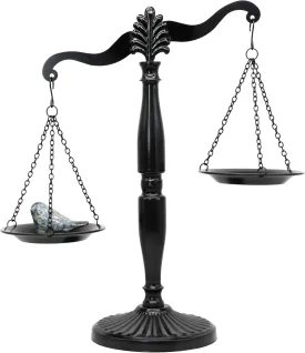 Vintage Style Metal Libra Jewelry Towers, Lawyer Scale of Justice, Farmhouse Candleholder, Home Decor Antique Weight Balancing Scale - Black, 11.1" W x 16.5" H