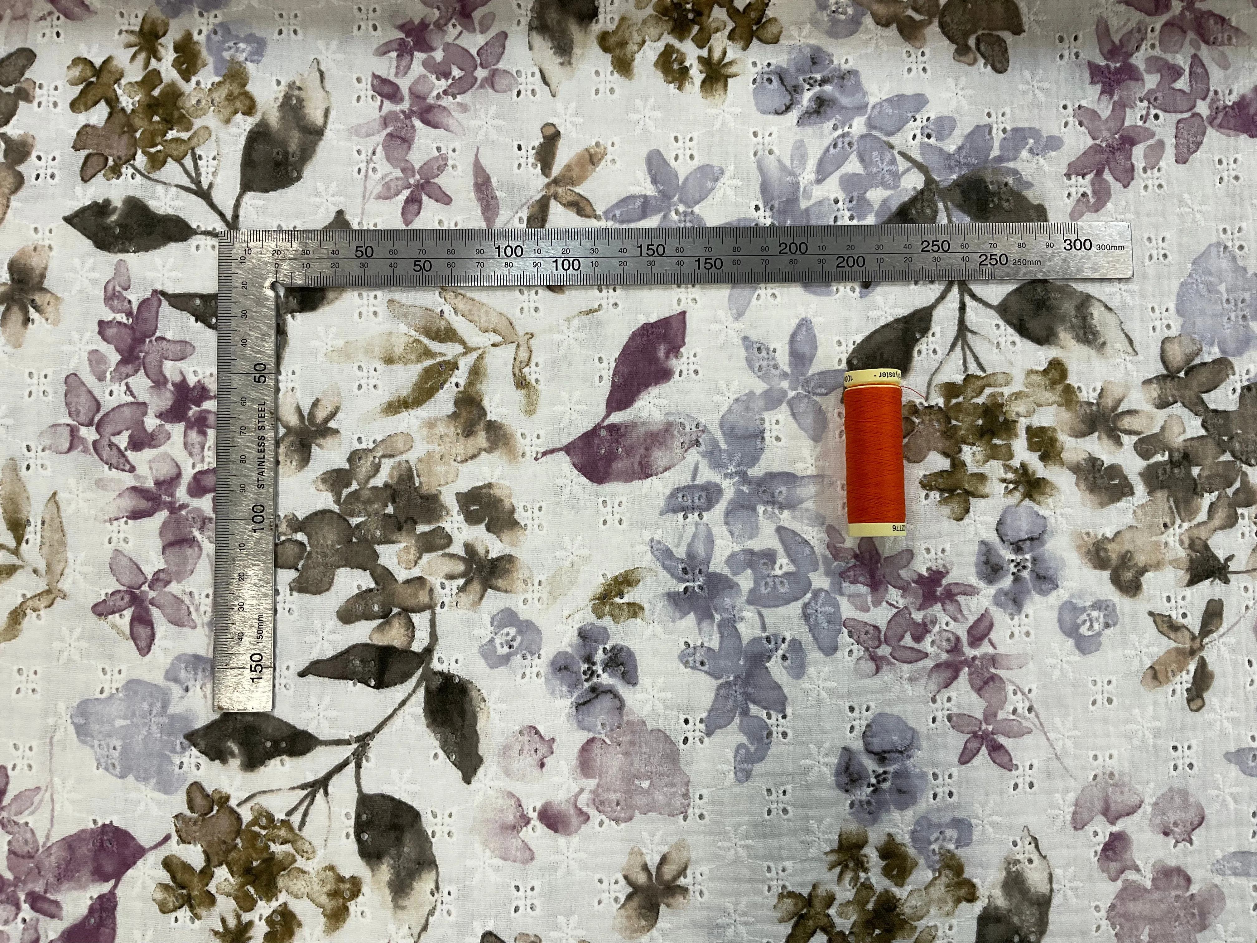 Watercolour Floral Cotton Broderie Anglaise Double Gauze - Various Colours