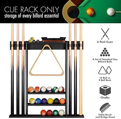 XCSOURCE Pool Cue Rack Only, Pool Stick Holder Wall Mount, 6 Pool Billiard Stick   Ball Set Wall Cue Rack, Made of 100% Bamboo Wood, Compact Billiard Table Accessories for Man Cave